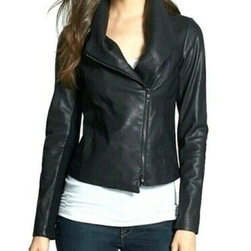 Black Vince Lambskin Leather Jacket - size small